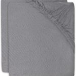 Hoeslaken Wieg Jollein 40/50x80/90 Jersey Storm Grey 2-pack