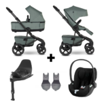 SET COMPLEET | Kinderwagen Easywalker Jimmey Thyme Green + Autostoel CYBEX Cloud T + Accessoires
