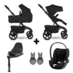 SET COMPLEET | Kinderwagen Easywalker Jimmey Pepper Black + Autostoel Cybex Cloud T + Accessoires