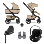 SET COMPLEET | Kinderwagen Easywalker Jimmey Sand Taupe + Autostoel Cybex Cloud T + Accessoires