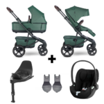 SET COMPLEET | Kinderwagen Easywalker Jimmey Pine Green + Autostoel CYBEX Cloud T + Accessoires