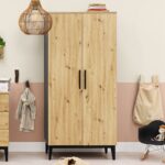Kast Bopita Xem Black/Oak 2-deurs
