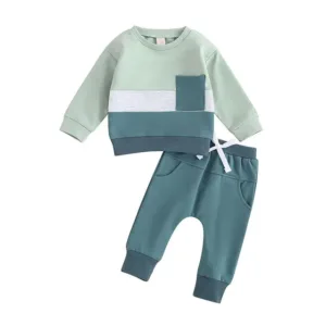 Mini Fashion™ - Peuter Trainingspak Katoen Lichtgroen/Blauw / 100 (3-4 jaar) | Educatief Speelgoed