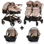 Set | Duo Kinderwagen Chipolino Duo Smart Golden Beige met 2st. Autostoel Chipolino Duo Smart I-Size