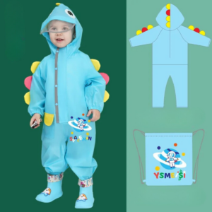 Mini Fashion™ - Poncho - Kinder Regenjas Lichtblauw Ruimte / 128 (7-8 jaar) | Educatief Speelgoed