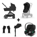 Kinderwagen Cybex Eos Basic Moon Black met Autostoel Aton B2 + Base en Adapterset