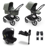 Kinderwagen Bugaboo Fox5 Compleet Black/Forest Green met Autostoel Turtle + Wingbase + Adapters