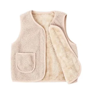 Mini Fashion™ - Gilet Lamswol look Wit / 120 (4-5 jaar) | Educatief Speelgoed