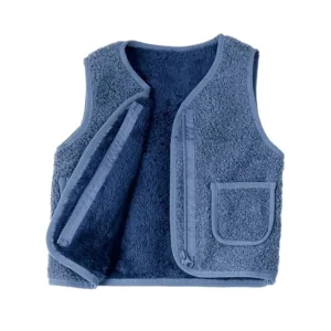 Mini Fashion™ - Gilet Lamswol look Blauw / 150 (7-8 jaar) | Educatief Speelgoed