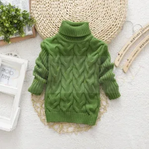 Mini Fashion™ - Kabeltrui met rolkraag Groen / Maat 104 (4-5 jaar) | Educatief Speelgoed