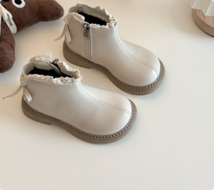 Mini Fashion™ - Warm&Classic - Leren Laarsjes Beige / 32 (6-7 jaar) | Educatief Speelgoed