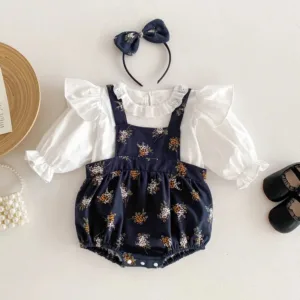 Mini Fashion™ - Schattige Prinsessen Look - 3-Delige Set Donkerblauw / 150 (7-8 jaar) | Educatief Speelgoed
