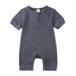 Mini Fashion™ - Luchtig&Ademend - Baby Romper Donker Grijs / 80 (6-12 maanden) | Educatief Speelgoed