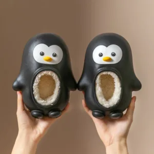 Mini Fashion™ - Warm&Leuk - Kinder Pinguïn Pantoffels Zwart / 18 (4-5 jaar) | Educatief Speelgoed