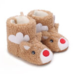 Mini Fashion™ - Kerst Kinder Pantoffels Bruin - Rendier 2 / 23 (12-18 maanden) | Educatief Speelgoed
