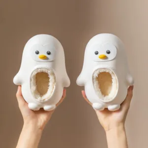 Mini Fashion™ - Warm&Leuk - Kinder Pinguïn Pantoffels Wit / 27 (3-4 jaar) | Educatief Speelgoed