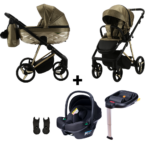 Kinderwagen Adamex Quantum Glossy Gold + Autostoel Novi Baby Jewel&Base&Adapterset