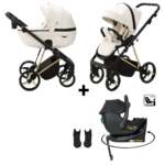 Kinderwagen Adamex Quantum Beige Star + Autostoel Jacky Pro 360°&Base&Adapterset