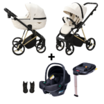 Kinderwagen Adamex Quantum Beige Star + Autostoel Novi Baby Jewel&Base&Adapterset