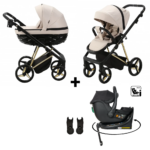 Kinderwagen Adamex Quantum Sand + Autostoel Jacky Pro 360°&Base&Adapterset