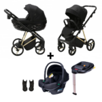 Kinderwagen Adamex Quantum Black + Autostoel Novi Baby Jewel&Base&Adapterset