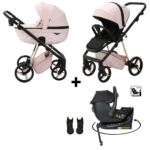Kinderwagen Adamex Quantum Pink Star + Autostoel Jacky Pro 360°&Base&Adapterset