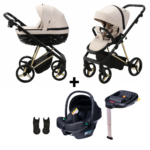 Kinderwagen Adamex Quantum Sand + Autostoel Novi Baby Jewel&Base&Adapterset