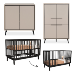 Babykamer Arona Capuccino Black met Ledikant Lauren Zwart