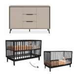 Babykamer Arona Capuccino Black (Ledikant Lauren Zwart + Commode XL)