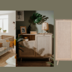 Babykamer Finori Bali Eiken/Riet (Ledikant + Commode + Highboard 2-deurskast)