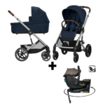 Kinderwagen Cybex Balios S Lux Ocean Blue/Navy Blue - Silver Frame + Autostoel Jacky Pro 360° Dark Taupe&Base