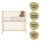 Set | Wieg Co-Sleeper Bedside Open Naturel Compleet 5-delig
