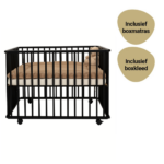 Set | Box Inklapbaar Hugo Basic Beuken Black Incl. Boxmatras en Boxkleed