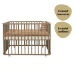 Set | Box Inklapbaar Hugo Basic Beuken Taupe Incl. Boxmatras en Boxkleed