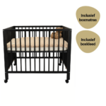 Set | Box met Wieltjes Lisa Pure Black Incl. Boxmatras en Boxkleed