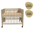 Set | Box met Wieltjes Lisa Pure Sand Incl. Boxmatras en Boxkleed