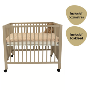 Set | Box met Wieltjes Lisa Pure Sand Incl. Boxmatras en Boxkleed