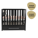 Set | Box Patryk met Lade Black Wash Incl. Boxmatras Comfort en Boxkleed Minimal