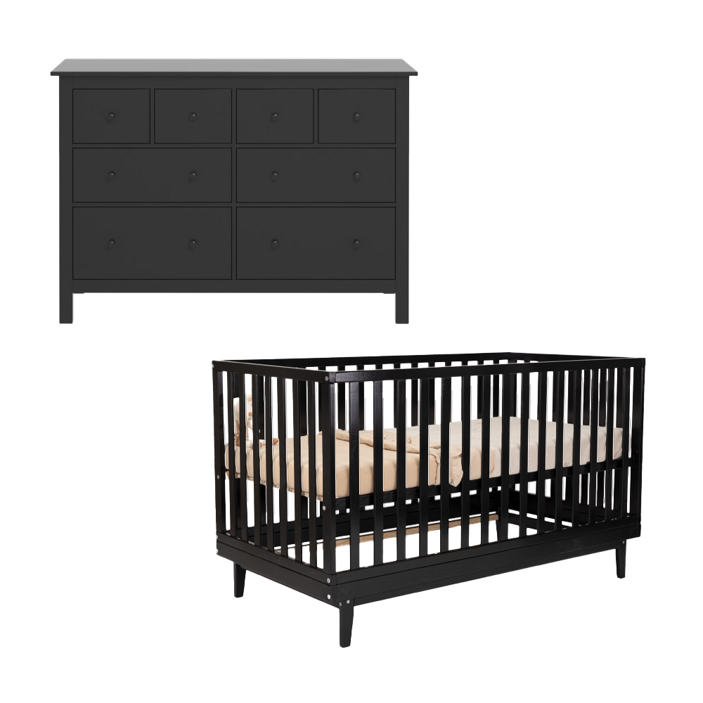 Babykamer Bretagne Elise Zwart (Commode + Ledikant) - Afbeelding 1