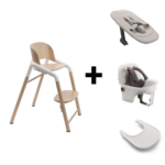 Set | Kinderstoel Bugaboo Giraffe Natural Wood/White met Newbornset&Babyset + GRATIS Eetblad