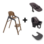 Set | Kinderstoel Bugaboo Giraffe Warm Wood/Grey met Newbornset&Babyset&Eetblad