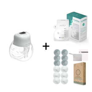 Set | Borstkolf Nutrea EasyFlow Draagbaar Elektrisch + Zoogcompressen 12st + Bewaarzakjes Moedermelk 50st