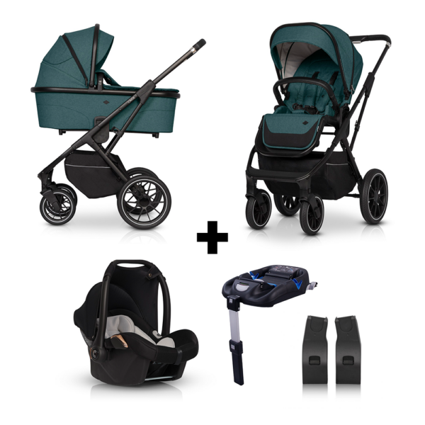Set | Kinderwagen Cavoe Axo Comfort Lagoon + Autostoel&Base&Adapterset - Afbeelding 1