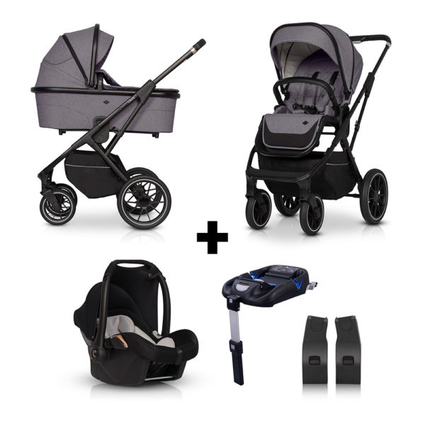 Set | Kinderwagen Cavoe Axo Comfort Plum + Autostoel&Base&Adapterset - Afbeelding 1