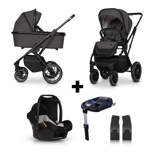 Set | Kinderwagen Cavoe Axo Comfort Shadow + Autostoel&Base&Adapterset - Afbeelding 1