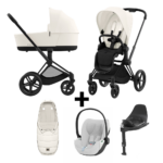 Kinderwagen Cybex Priam Off White/Light Beige met Autostoel Cloud T I-Size Plus&Base&Voetenzak