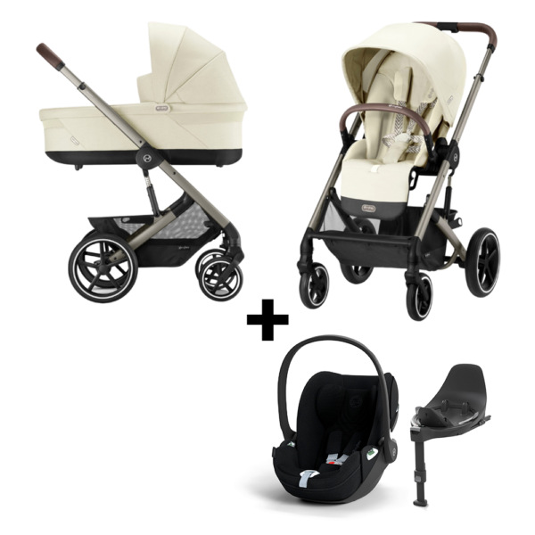 Kinderwagen Cybex Balios S Lux Seashell Beige/Light Beige met Autostoel Cloud T&Base - Afbeelding 1
