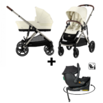 Kinderwagen Cybex Gazelle S Seashell Beige/Light Beige - Taupe Frame + Autostoel Jacky Pro 360°&Base