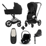 Kinderwagen Cybex Priam Sepia Black/Black met Autostoel Cloud T I-Size Plus&Base&Voetenzak