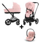 Kinderwagen Cybex Priam Peach Pink/Light Pink met Autostoel Cloud T I-Size Plus